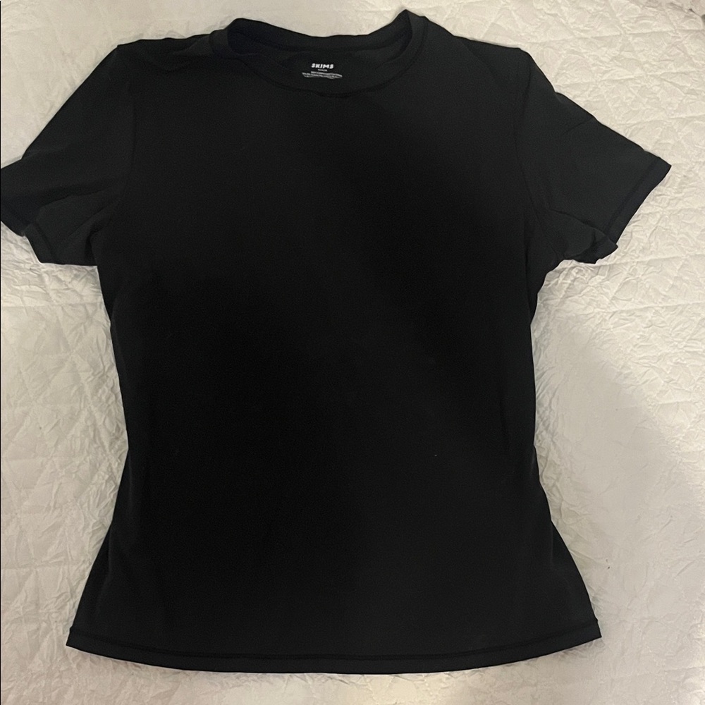 SKIMS Black Fitted Short Sleeve T-Shirt